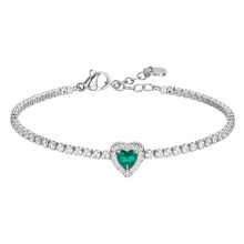 Carica l'immagine nel visualizzatore di Gallery, Bracciale tennis da donna in acciaio cuore con zirconi Luca Barra BK2928
