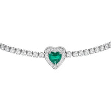 Carica l'immagine nel visualizzatore di Gallery, Bracciale tennis da donna in acciaio cuore con zirconi Luca Barra BK2928
