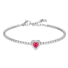 Carica l'immagine nel visualizzatore di Gallery, Bracciale tennis da donna in acciaio cuore con zirconi Luca Barra BK2929
