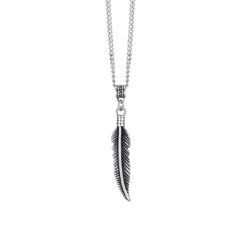 Collana da uomo in acciaio con piuma Luca Barra CA535