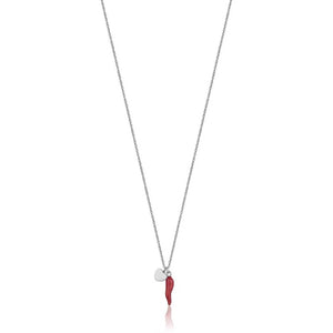 Luca Barra CK1519 women's necklace in steel with heart and horn