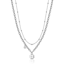 Load image into Gallery viewer, Luca Barra CK1666 women&#39;s steel necklace with four-leaf clover
