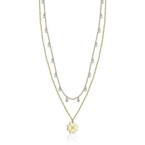 Luca Barra CK1673 women's steel necklace with four-leaf clover