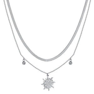 Luca Barra women's steel necklace with sun CK1903