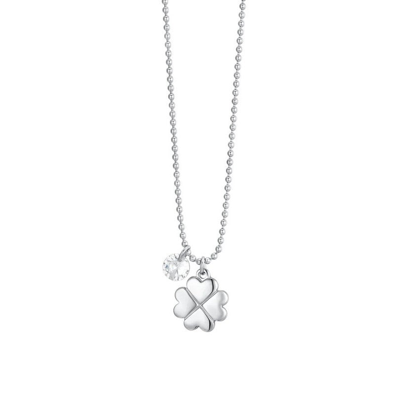 Collana da Donna in acciaio con quadrifoglio e zircone Luca Barra CK2056