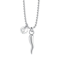 Carica l'immagine nel visualizzatore di Gallery, Collana da donna in acciaio corno e zircone Luca Barra CK2058
