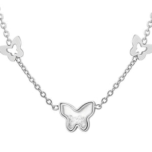 Collana da donna in acciaio con farfalla e zircone Luca Barra CK2061