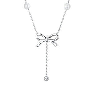 Collana da donna in acciaio con perle e fiocco Luca Barra CK2063