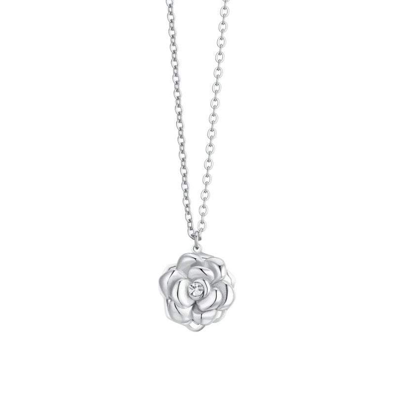 Collana da donna in acciaio con rosa girevole Luca Barra CK2068