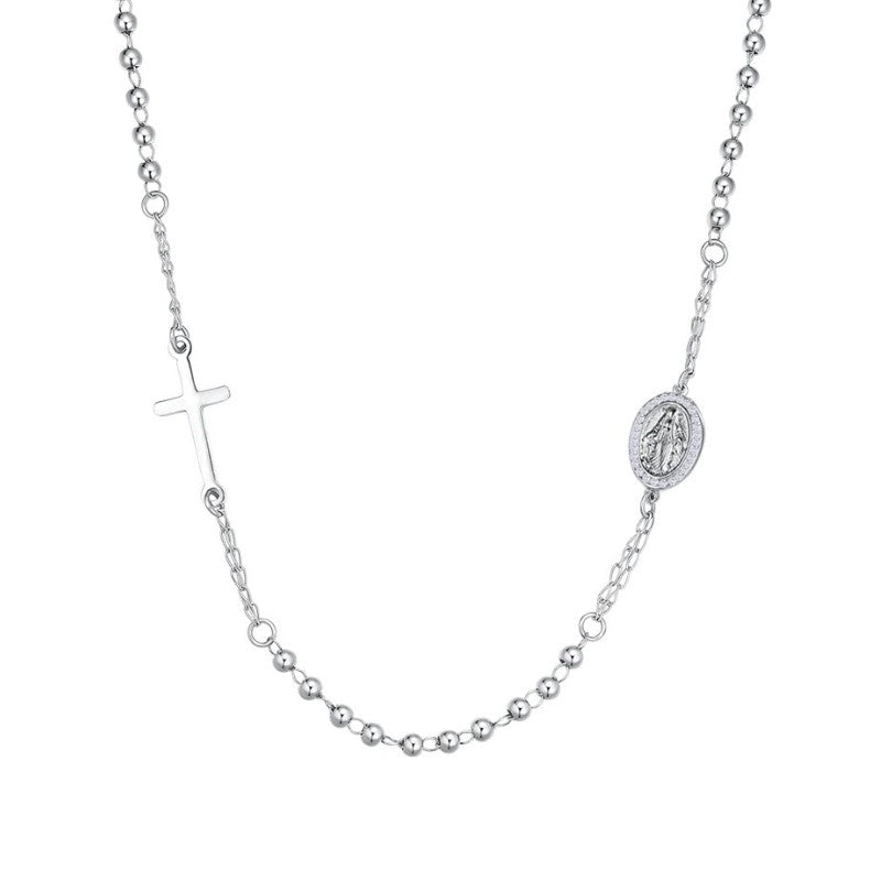 Collana da donna rosario in acciaio con Madonnina Luca Barra CK2155
