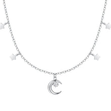 Cargar imagen en el visor de la galería, Collana da donna in acciaio, luna con zircone e stelle Luca Barra CK2166
