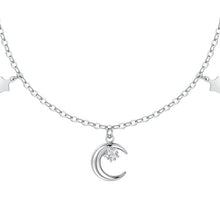 Cargar imagen en el visor de la galería, Collana da donna in acciaio, luna con zircone e stelle Luca Barra CK2166
