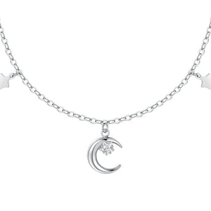 Collana da donna in acciaio, luna con zircone e stelle Luca Barra CK2166