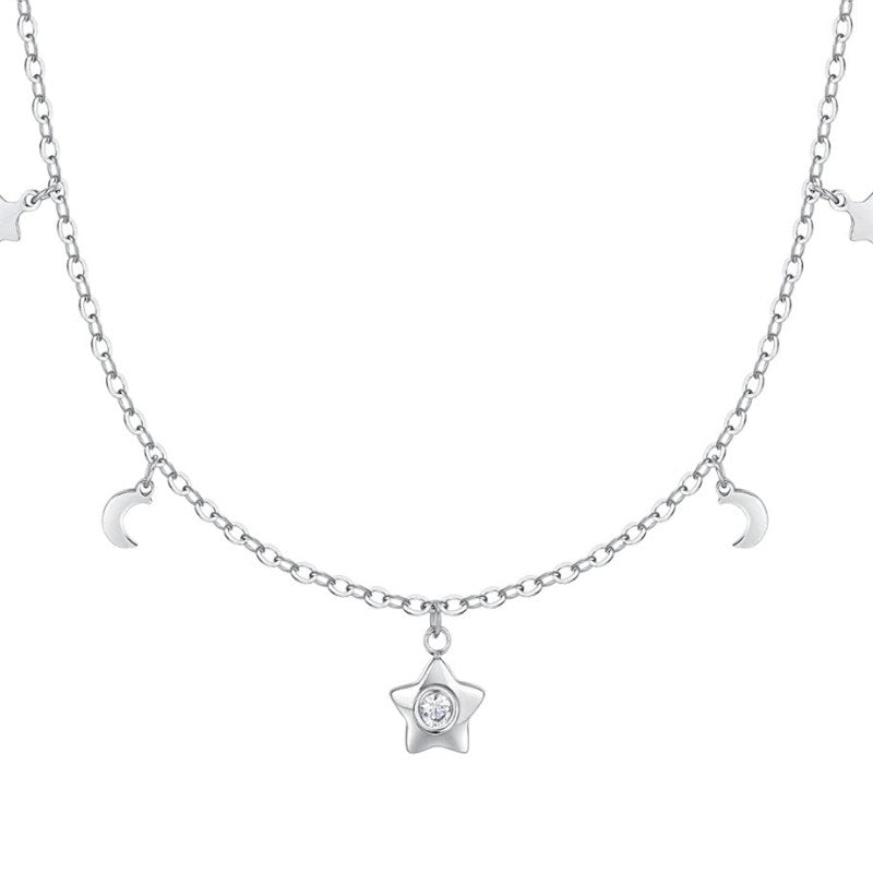 Collana da donna in acciaio con stella e zircone Luca Barra CK2168