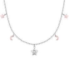 Cargar imagen en el visor de la galería, Collana da donna in acciaio luna e stelle Luca Barra CK2169
