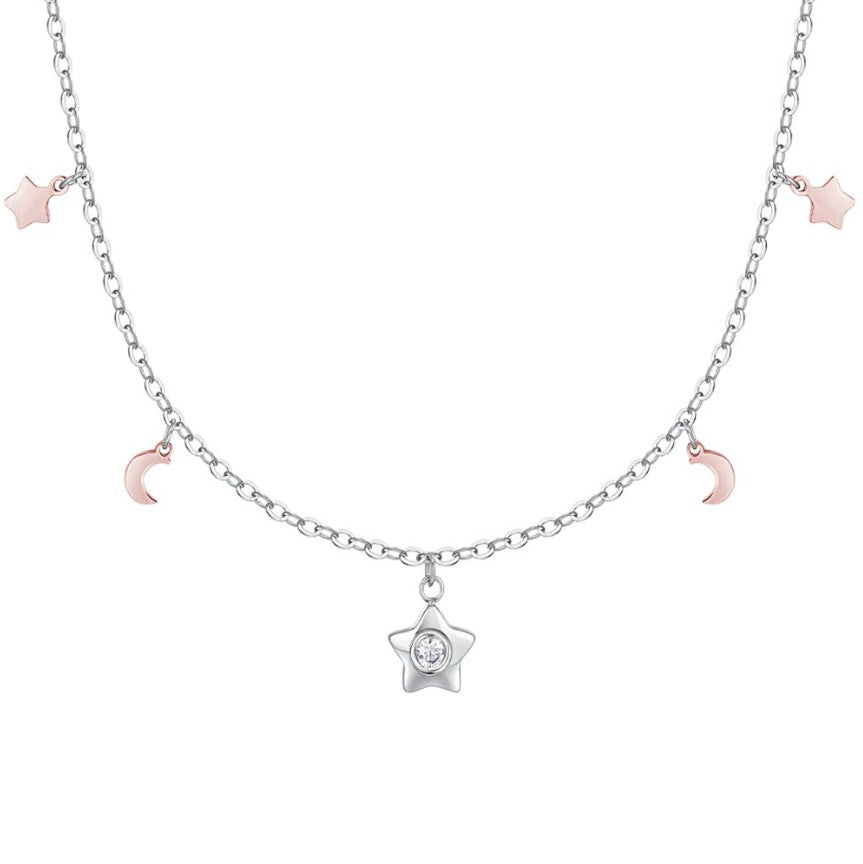 Collana da donna in acciaio luna e stelle Luca Barra CK2169