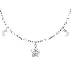 Collana da donna in acciaio luna e stelle Luca Barra CK2169