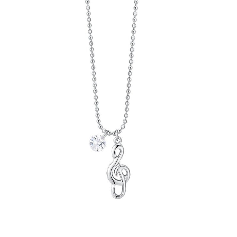Collana da donna in acciaio nota musicale e zircone Luca Barra CK2172