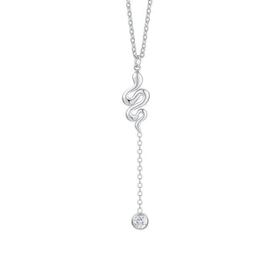 Collana da donna in acciaio con serpente e cristallo Luca Barra CK2174