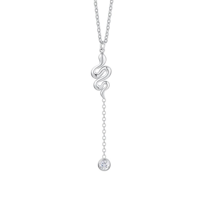 Collana da donna in acciaio con serpente e cristallo Luca Barra CK2174