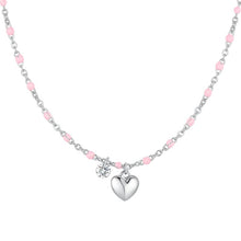 Cargar imagen en el visor de la galería, Collana da donna in acciaio con cuore, cristallo e smalto Luca Barra CK2177
