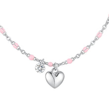 Cargar imagen en el visor de la galería, Collana da donna in acciaio con cuore, cristallo e smalto Luca Barra CK2177
