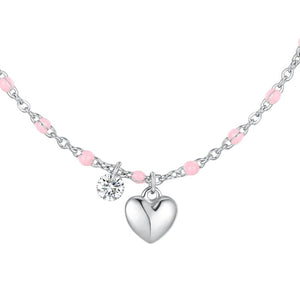 Collana da donna in acciaio con cuore, cristallo e smalto Luca Barra CK2177
