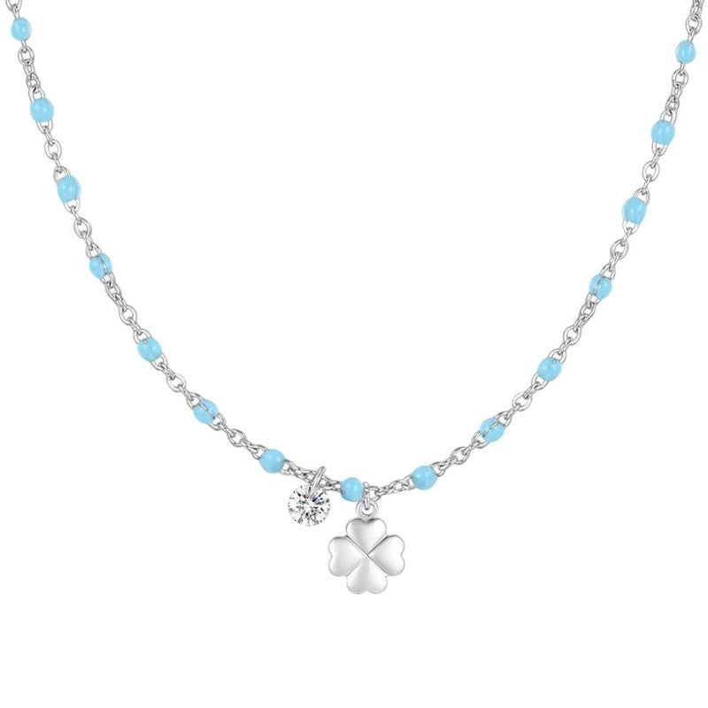 Collana da donna in acciaio con quadrifoglio Luca Barra CK2179