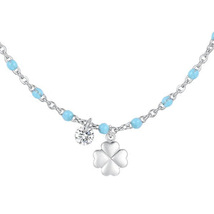 Collana da donna in acciaio con quadrifoglio Luca Barra CK2179