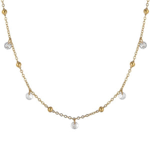 Collana da donna in acciaio dorato con zirconi Luca Barra CK2182