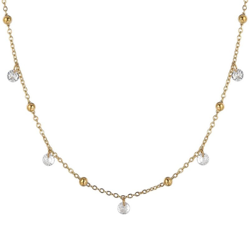 Collana da donna in acciaio dorato con zirconi Luca Barra CK2182