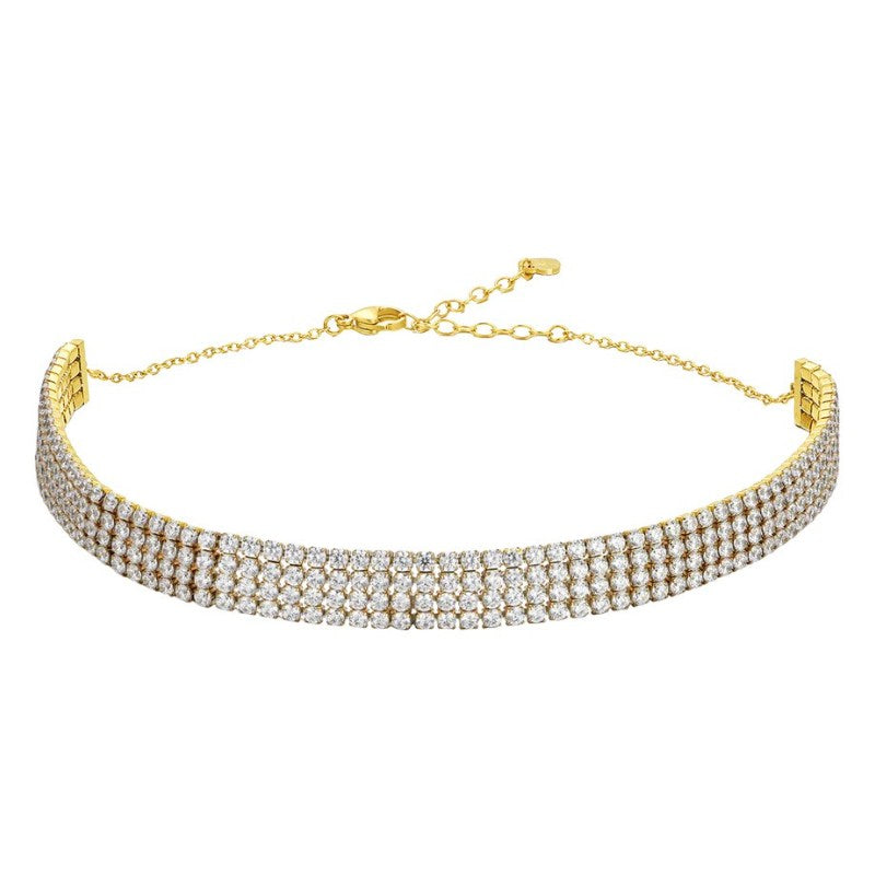 Collana tennis da donna in acciaio dorato con zirconi luca Barra CK2184