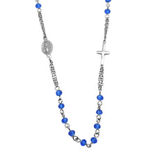 Cargar imagen en el visor de la galería, Collana da donna in acciaio con sfere blu Luca barra CL183
