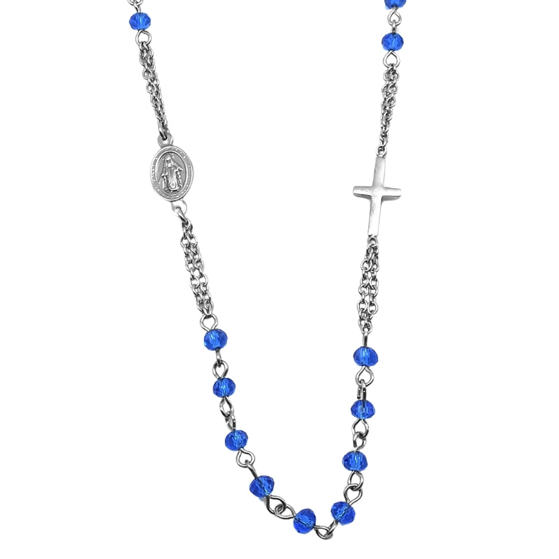 Collana da donna in acciaio con sfere blu Luca barra CL183