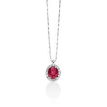 Carica l'immagine nel visualizzatore di Gallery, Collana in oro bianco, diamanti e rubino centrale Miluna CLD4095
