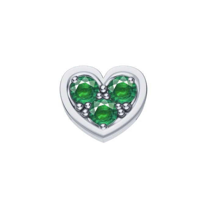 Charm Elements Da DonnaOro cuore in oro bianco e smeraldi DCHE3851