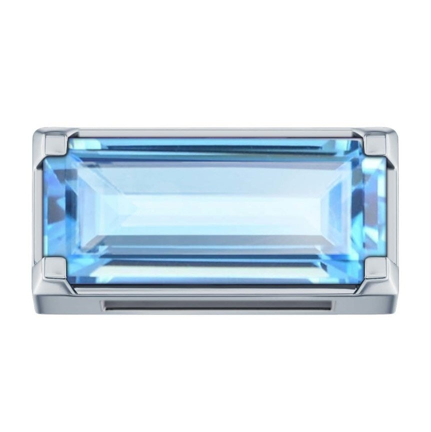 Elemento Morse in oro bianco 18 kt con topazio azzurro DCHY9893