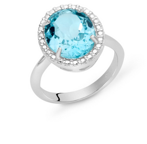 Anello Donna Miluna Argento 925 Topazio Ovale Azzurro Gemma Del Cielo LID3465