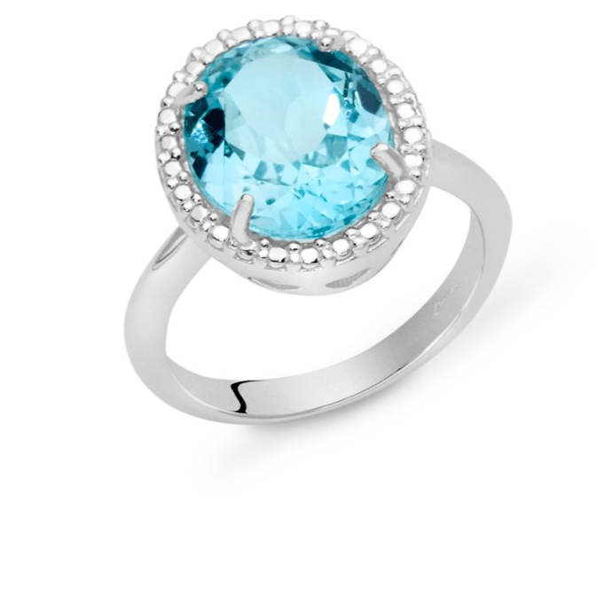 Anello Donna Miluna Argento 925 Topazio Ovale Azzurro Gemma Del Cielo LID3465