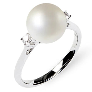 Anello Da Donna In Oro Bianco 18Kt con Perla e Diamanti Donna Oro DHAP7380.004