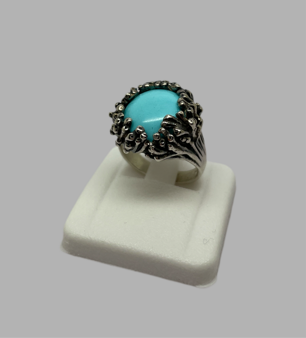 Anello In Argento 925 Con Pietra Turchese Cod. 1155/TU