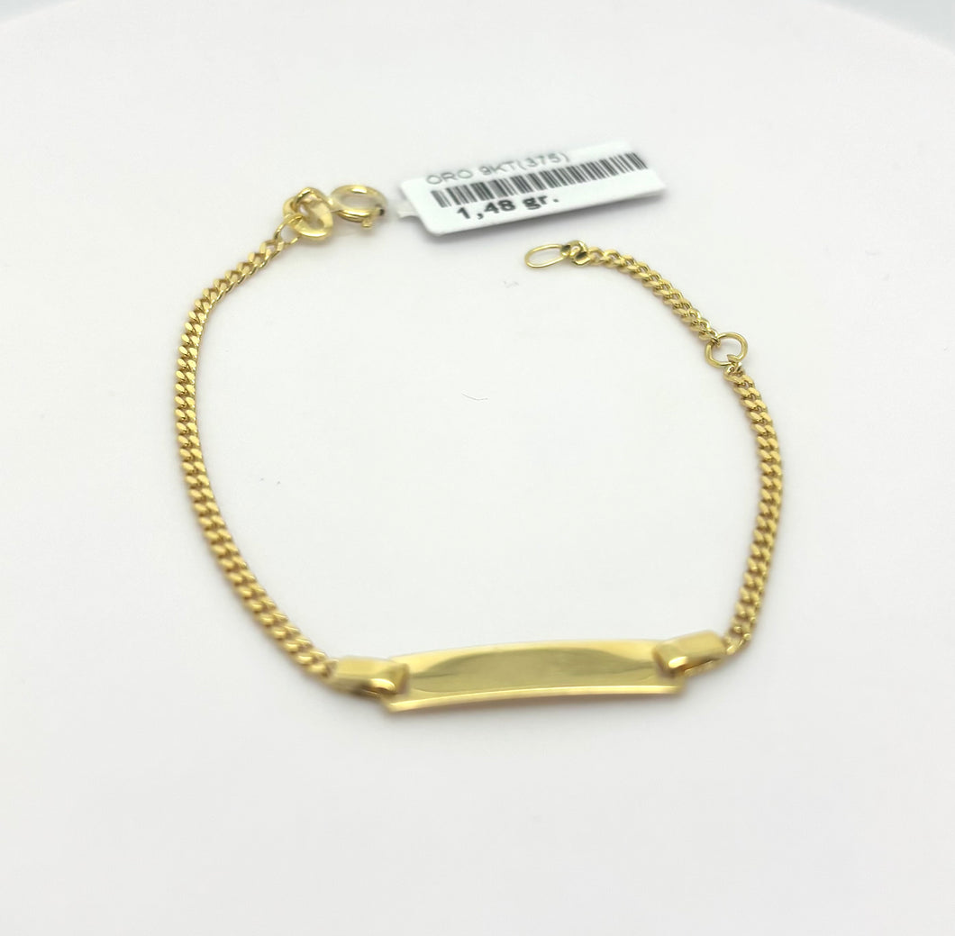 Bracciale in oro giallo 9kt con targa da incidere per bimbo codice 9KT/ORO1014