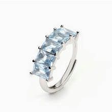 Cargar imagen en el visor de la galería, Anillo de mujer de plata con aguamarinas sintéticas VALENTINA 523408
