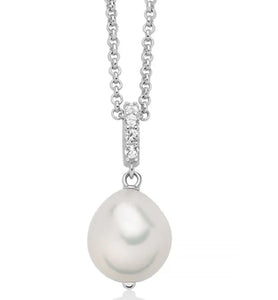 Collana donna Miluna Giochi di Perle in argento topazi bianchi 0,16ct e perla 12/15 PCL6538B