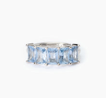 Cargar imagen en el visor de la galería, Anillo de mujer de plata con aguamarinas sintéticas VALENTINA 523408
