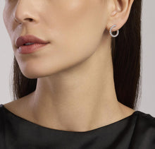 Cargar imagen en el visor de la galería, Pendientes Mabina de plata bañada en oro rosa con circonitas FUTURISTA 563756
