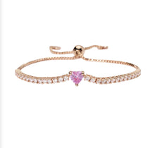 Carica l&#39;immagine nel visualizzatore di Gallery, Bracciale da donna della collezione Mabina Rouge in argento placcato oro con cuore Rosa 533842
