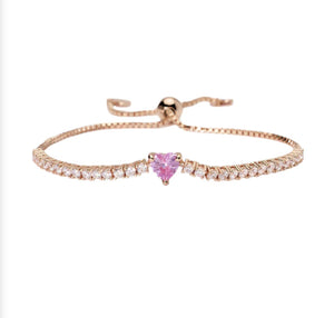 Bracciale da donna della collezione Mabina Rouge in argento placcato oro con cuore Rosa 533842