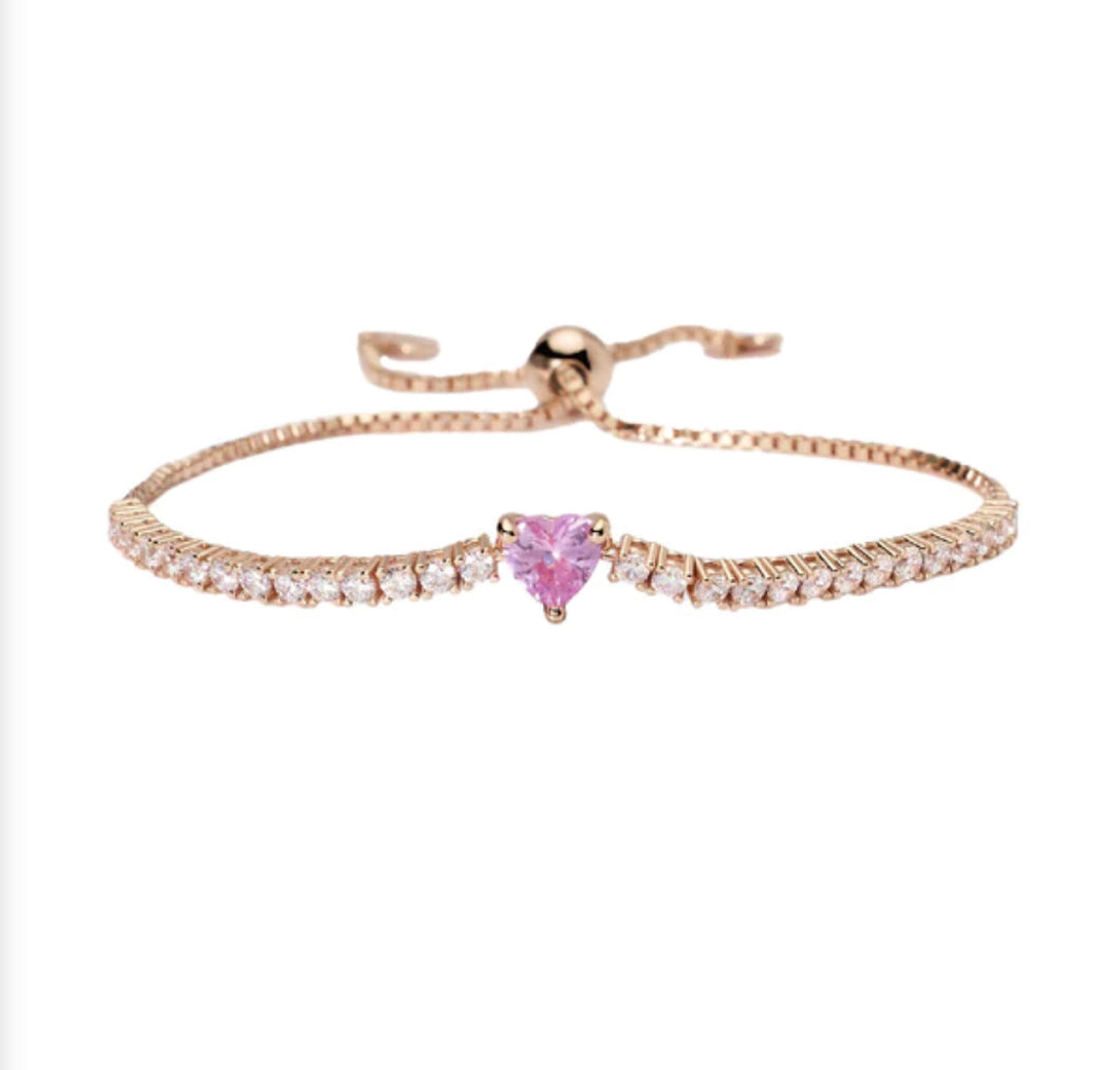 Bracciale da donna della collezione Mabina Rouge in argento placcato oro con cuore Rosa 533842