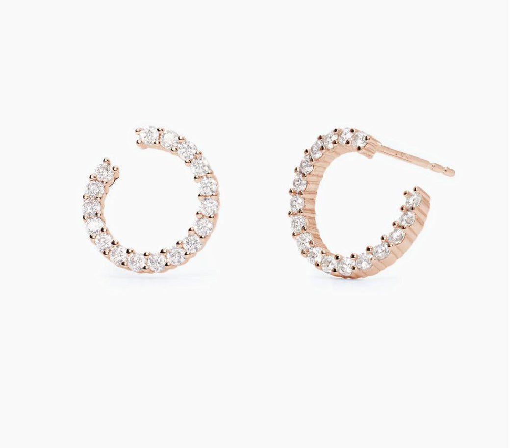 Pendientes Mabina de plata bañada en oro rosa con circonitas FUTURISTA 563756